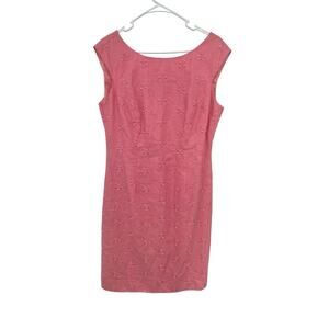 NWT Talbots Linen Shift Dress Embroidered Pink Size 12